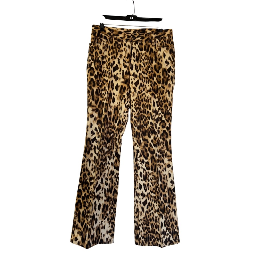 Classiques Entier Leopard Print Straight Leg Pants Tan Black Animal Size 10